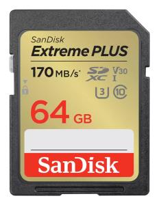 Extreme PLUS 64GB SDHC Memory Card 170MB/s 80MB/s UHS-I Class 10 U3 V30