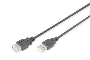 ASSMANN USB 2.0 extension cable, type A M/F, 5m USB 2.0 conform Black