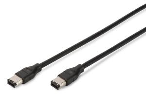 FireWire 400 connection cable, 6pin M/M, 3m IEEE 1394-2008 black