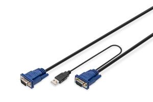 KVM Cable-Set,VGA,PS/2-Mouse,PS/2-Keyboard, USB HD DB15/M,2xMiniDIN6/M, USB typeA/M - HD DB15/M black, 1.8 m