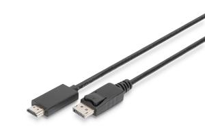 DisplayPort adapter cable, DP - HDMI type A M/M, 2m w/interlock, DP 1.2_HDMI 2.0, 4K/60Hz, CE, black