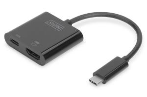 USB Type C to HDMI Adapter, 4K/60Hz + USB C (PD), black