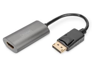 DP - HDMI Converter, 20cm 8K/60Hz, grey, aluminum housing