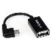 Micro USB Male To USB Female Otg Host Cable Right Angle - 5in